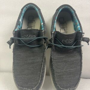 Hey Dude Charcoal Shoes with Teal Accents